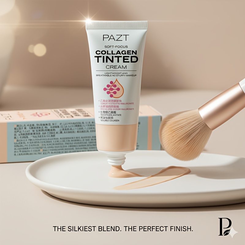 The PAZT Soft-Focus Collagen Tinted Cream Combines The Functions of a Moisturizer, Primer, And Foundation. It Contains Precious Collagen And Moisturizing Essence, Instantly Concealing Pores And Imperfections, Evening - Image 8
