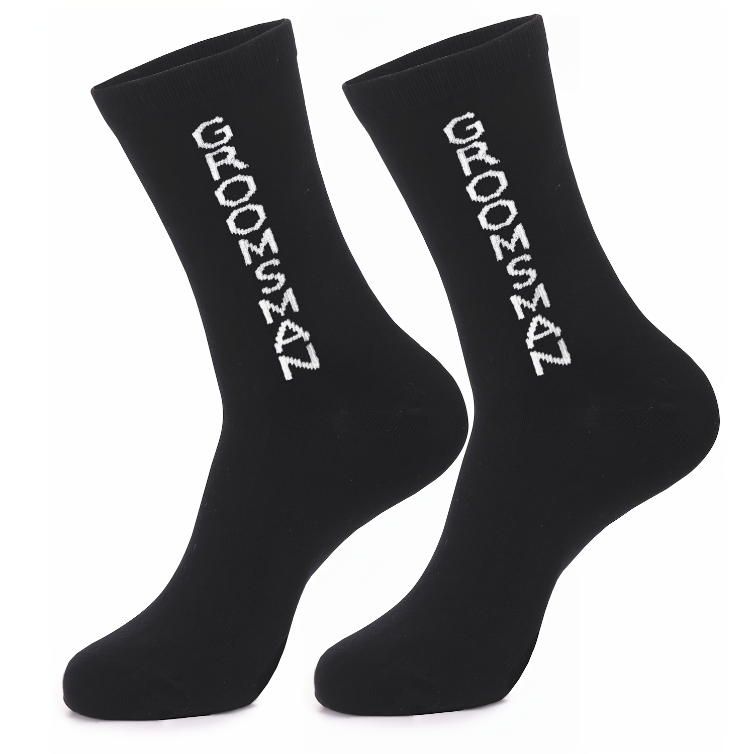TEMU 1 Pair Of Men's Groomsman Printed Mid-calf Casual Socks As Wedding Gift Men's Socks
