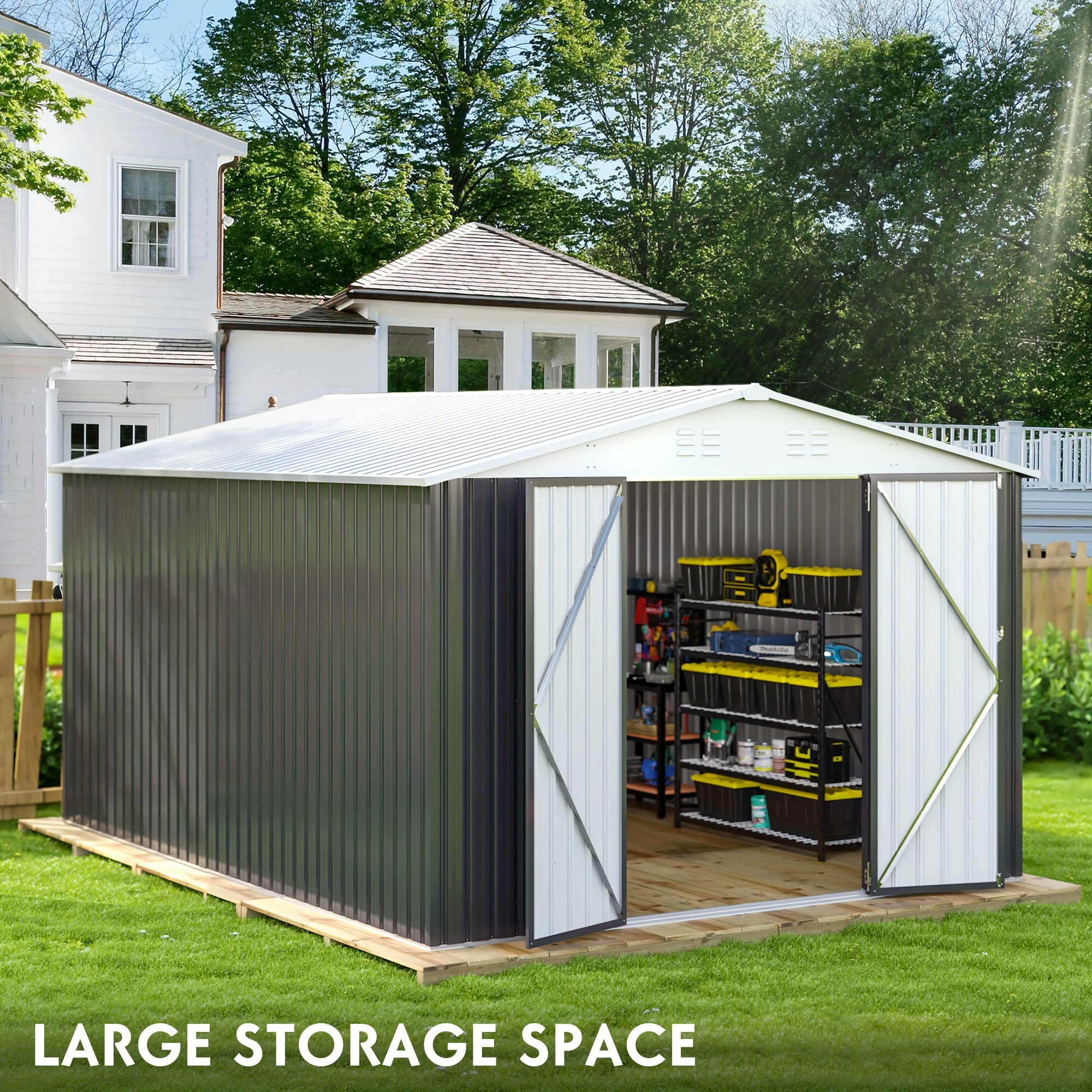 10x12 ft outdoor storage shed metal garden shed - Temu