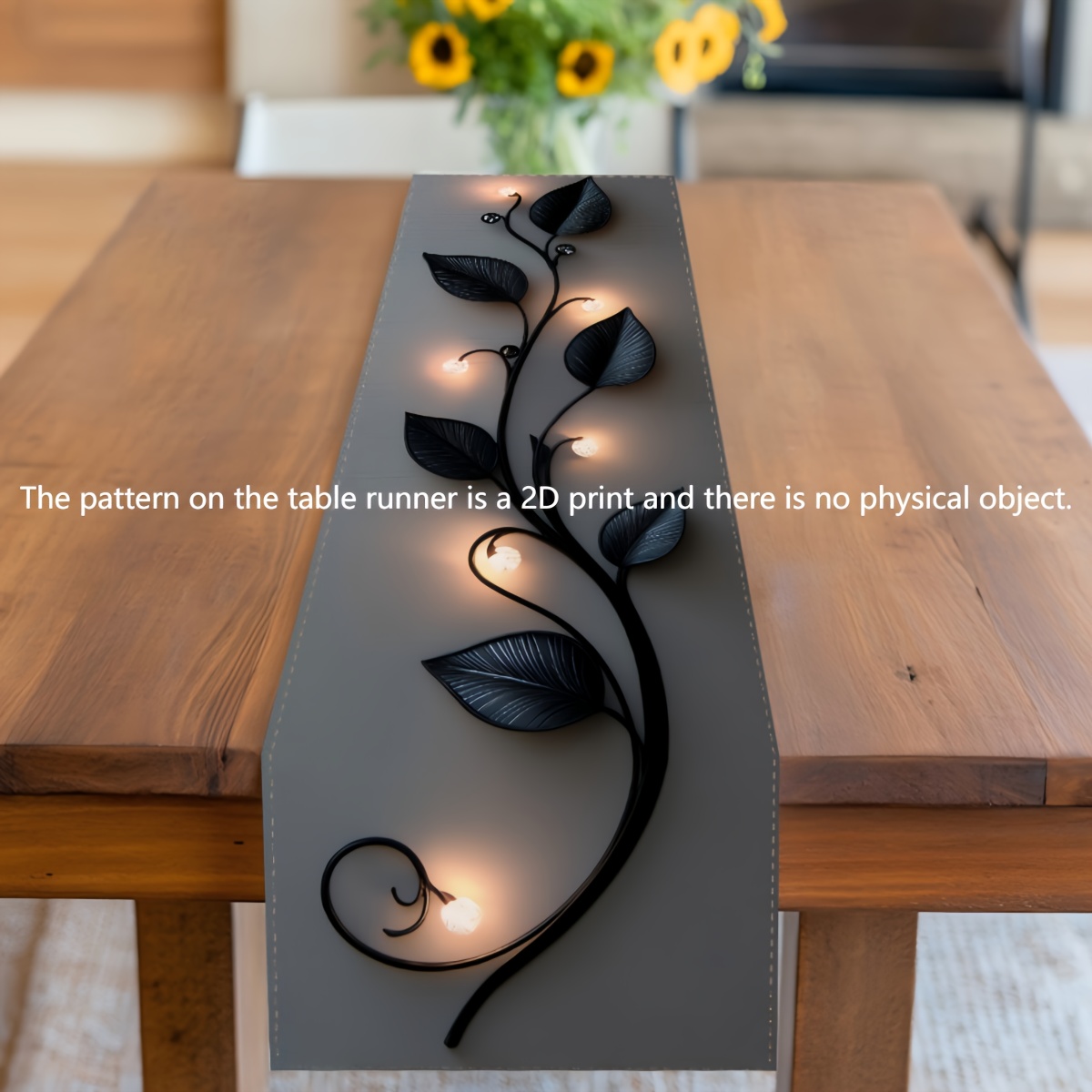 A Modern Minimalist Iron Bracket Lamp Pattern Table Flag, Featuring A Creative Leaf Shape, With 2d Flat Printing, Suitable For Restaurant Decoration., 2d Flat