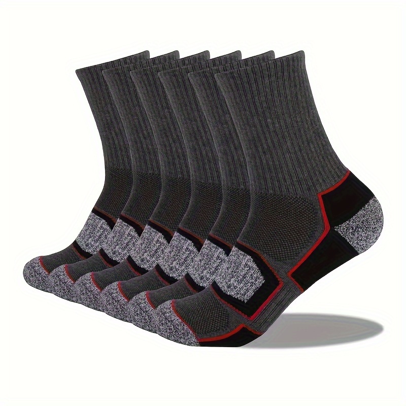 

6 Pairs Of Unisex Towel Bottom Thickened Sport Crew Socks, Comfy Breathable Running Socks For Women Men, Outdoor Activities