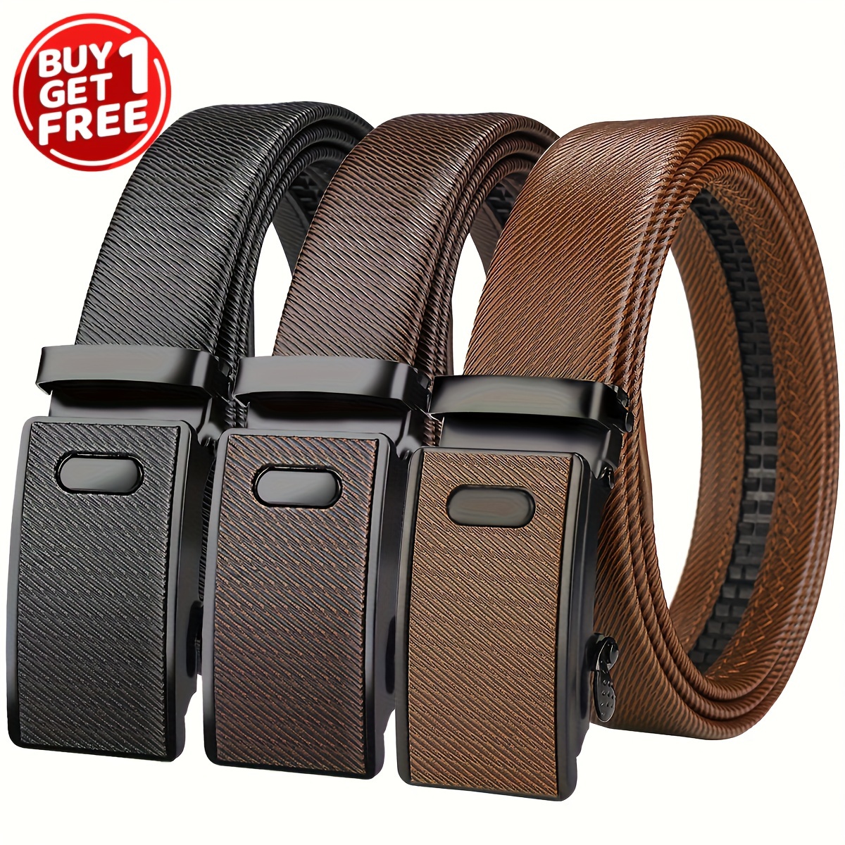 

2 Packs Of Men's Belts With Automatic , Korean Style, Trendy Casual, Middle-aged And Trousers Belt