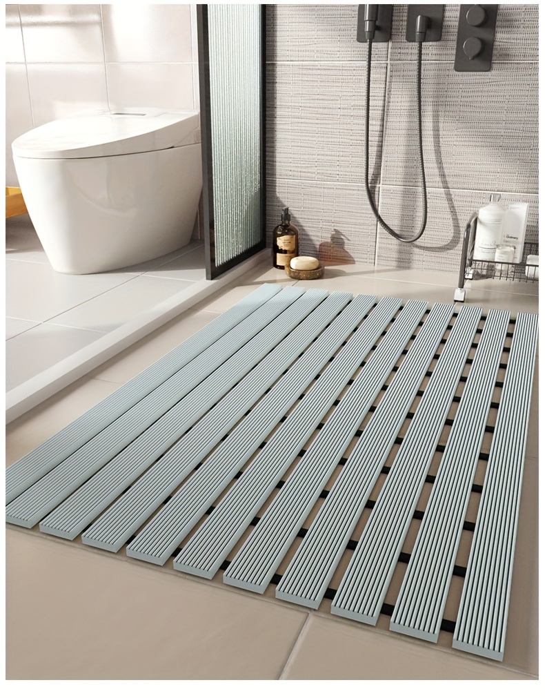 1pc of   brand christmas pvc anti slip bathroom mat bathroom mat with rubber backing and drainage holes soft shower mat suitable for bathtub shower floor mat bathroom mat simple and stylish bathroom decoration mat 16 9 23 6 inches best for christmas Product details 10