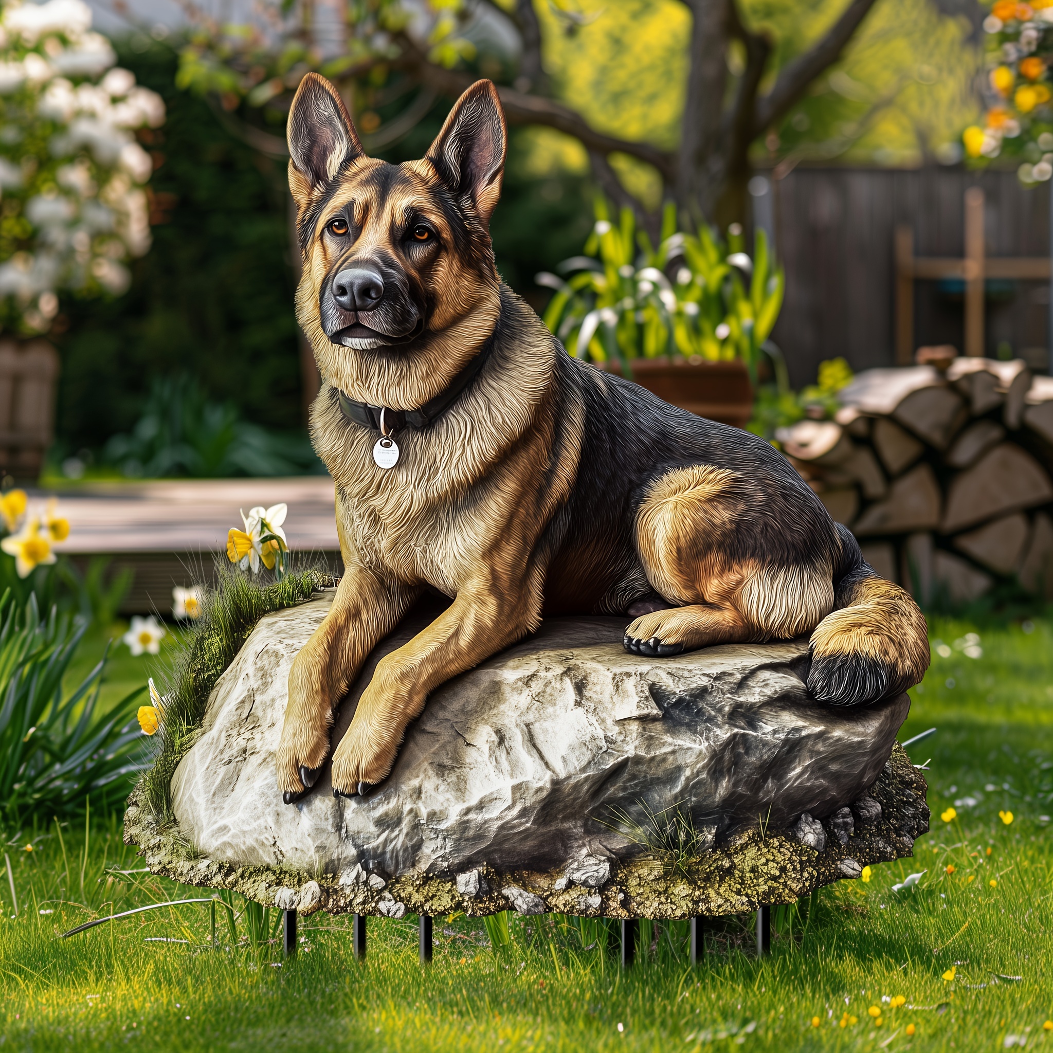 

German Shepherd Garden Stake Acrylic Suncatcher, Animal Theme Yard & Lawn Ornament, Indoor Plant Bonsai Decoration Sign, Birthday Gift For Family And Friends - Pack Of 1