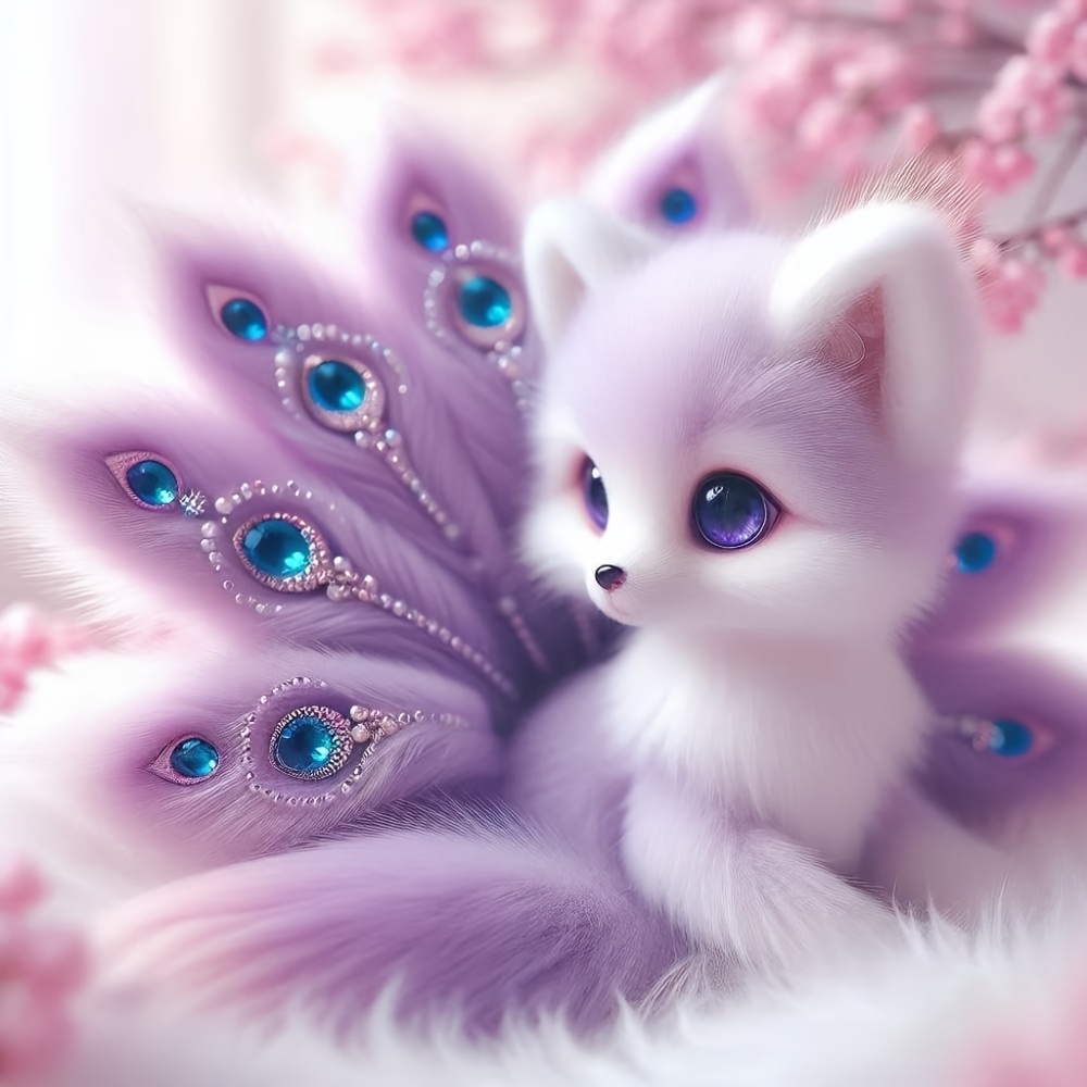 TEMU Diamond Painting Kit, Purple Nine-tailed Fox Special Pattern, Handmade Oil Canvas Decoration, Suitable For Home Bedroom Living Room Decoration Or Gifts, Unframed 7.87x7.87 Inches - For Yourself