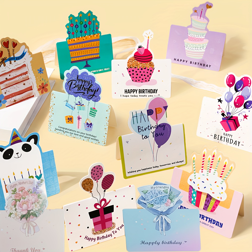 TEMU 12 Easy And Compact 3d Birthday Greeting Cards With A Foldable Design For Easy Handwritten Messages. The Creative Bouquet Shape Adds A To