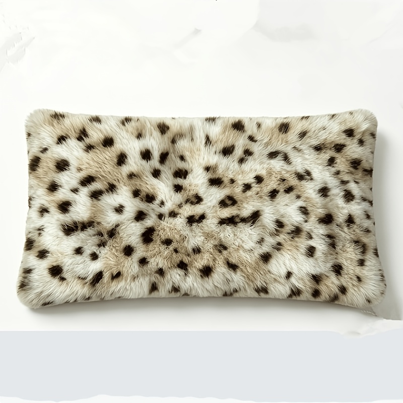 Image of 1pc 17.7x17.7in Or 11.8x19.7in Leopard Print Plush Pillowcase Home Sofa Bed Plush Cushion Pillowcase Office Lumbar Pillowcase Without Core
