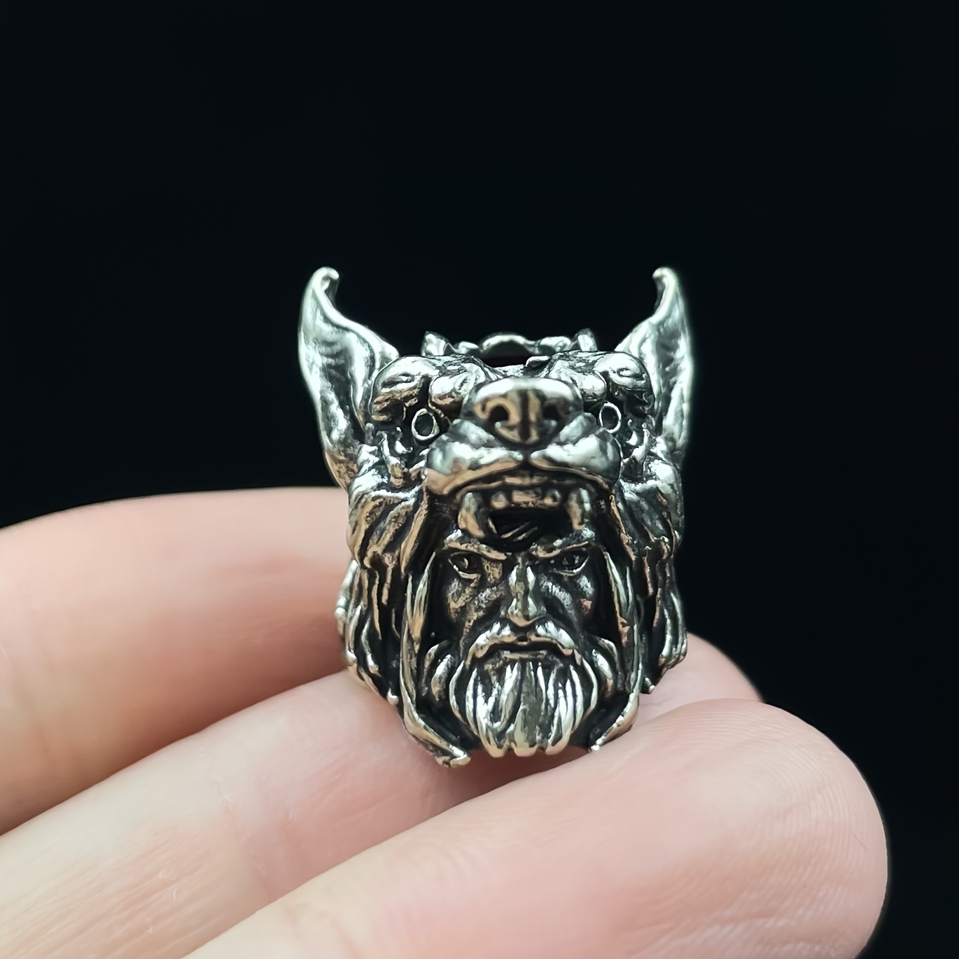 Image of Men's Key Ring, Keychain, 's Wolf Head Pendant Charm, Copper Material, Diy Accessory