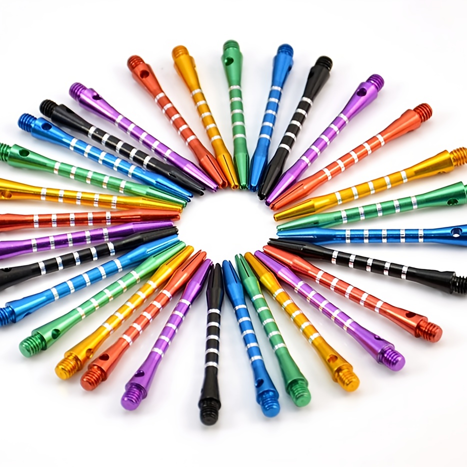 30pcs Mixed Color Knight Dart Universal 2BA Dart Rod | Straight Stripe, Aluminum Alloy, Indoor Sports