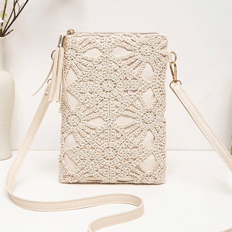new fashionable tassel crossbody bag for womens woven shoulder bag beach bag womens multifunctional vacation bag wallet beach accessories beach accessories