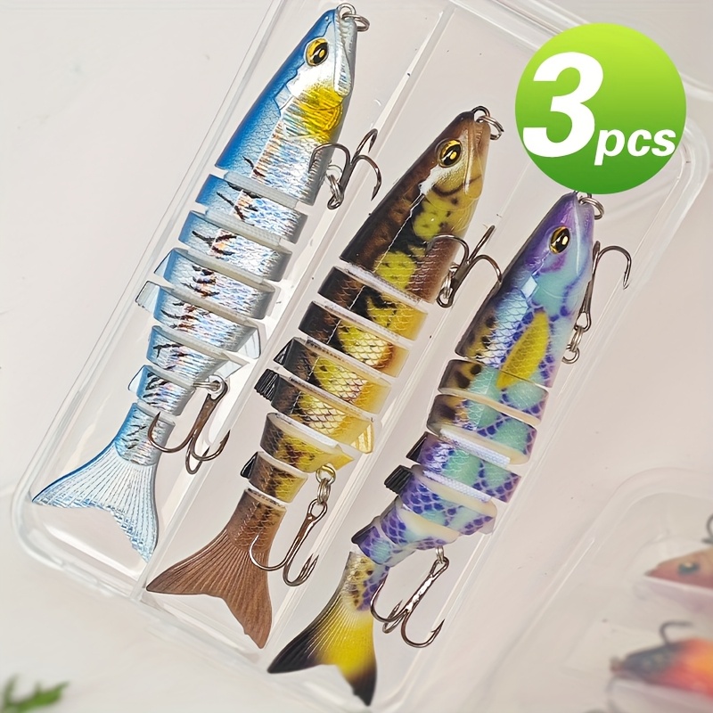 E-shop 3er-Set Köder, Multi-Sektions-Köder Fisch Fünffarbig UV-Thermodruck Hartköder Plastikbox Verpackung Köderköder-Set