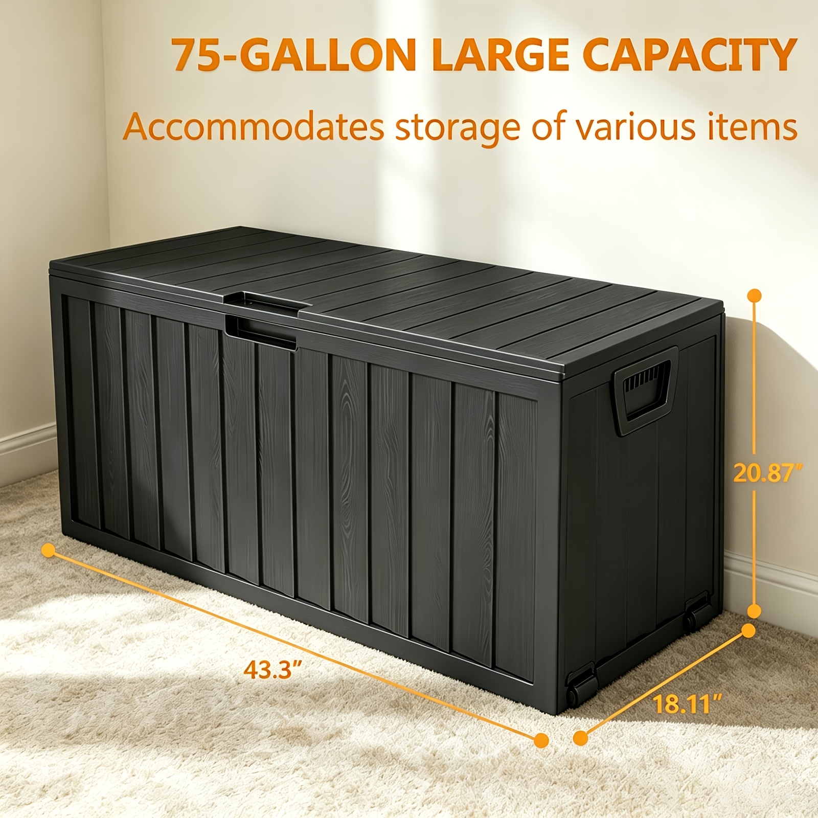 35 70 75 gallon large deck box deck box outdoor storage boxes outdoor storage organizer with lock opening waterproof outdoor storage box with   pulleys for patio furniture box cabinet rack for outdoor storage