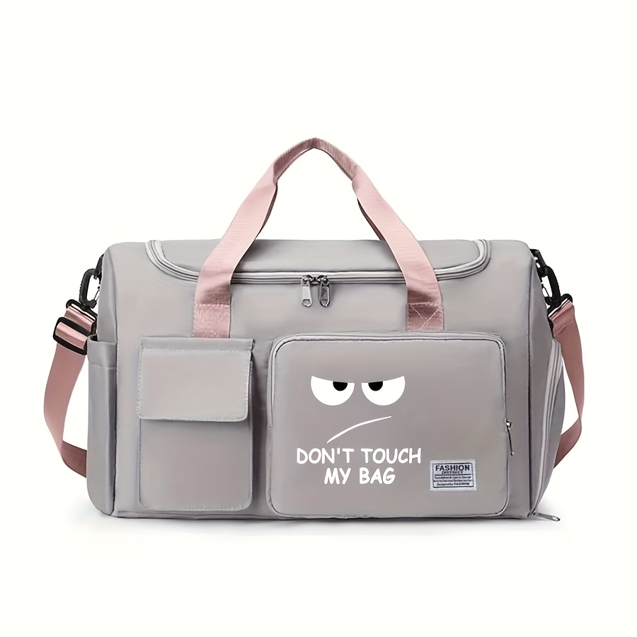 TEMU Bolso de Cruzado de Gran Capacidad para con Estampado de Diseño "No Toques Mi Bolso", Bolso de Viaje de Único, , Plegable y con Correa de