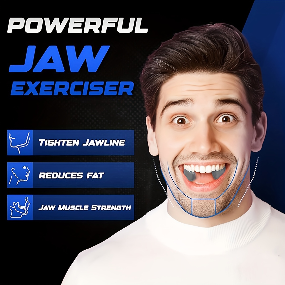 1 Set Chin Trainer, with -C-Type And Square Masseter - Exerciser, Unisex, Activating And Firming Facial Muscles, Chin Movement And Facial Exerciser