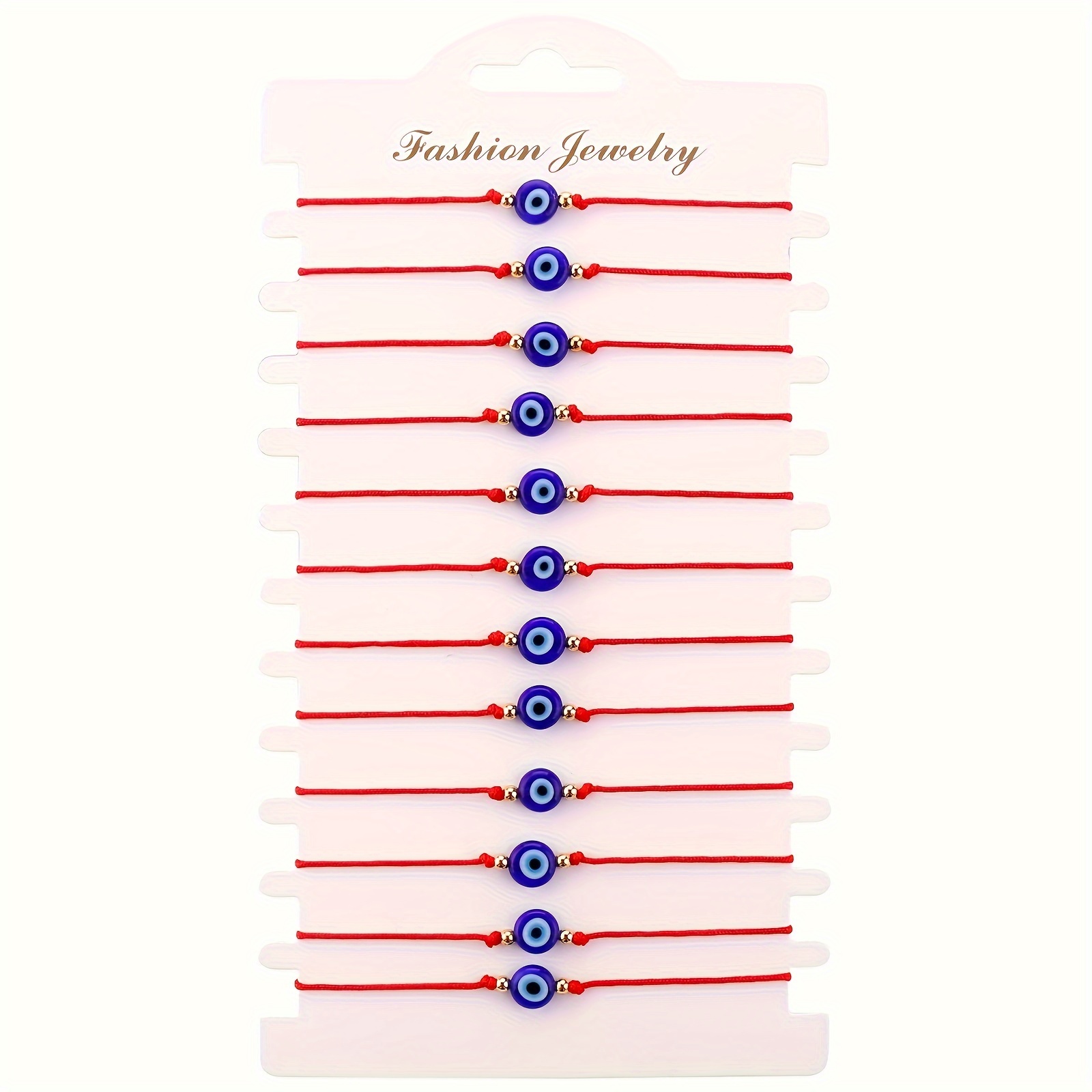

12 Pcs Set Of Exquisite Red Blue Rope With Evil Eye Design Bracelet Classic Female Hand Decor Bracelet Set For Women