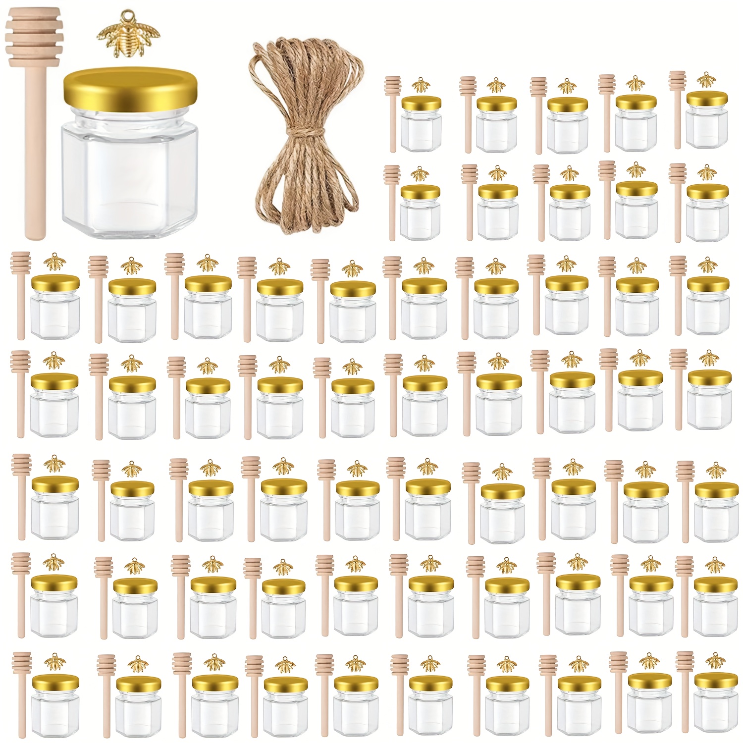 E-shop 45ml/1,5oz, 60ml/2oz, 85ml/3oz, / Stk. Honigglas-Set in verschiedenen Größen, Mini-Honiggläser als Gastgeschenke im Großhandel, kleine