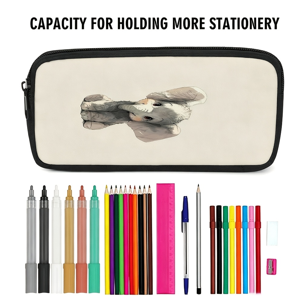 Large Zipper Elephant Baby Pattern Printed Pencil Case