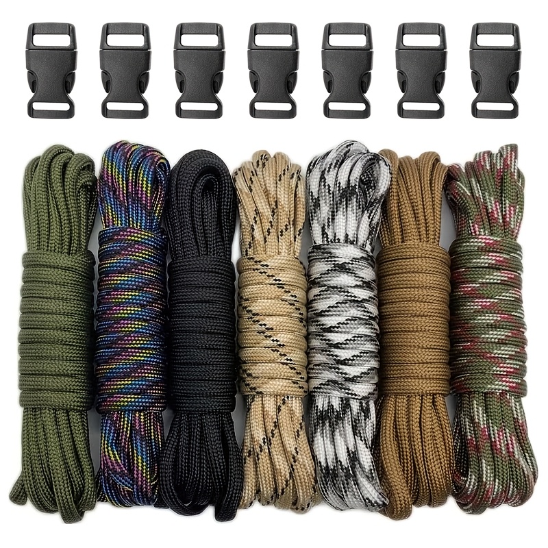 TEMU Ensemble de Paracorde 7 Couleurs – Inclut 7 Mousquetons pour des Bracelets Élégants, des Laisse pour Animaux et des de Bricolage, Convient aux