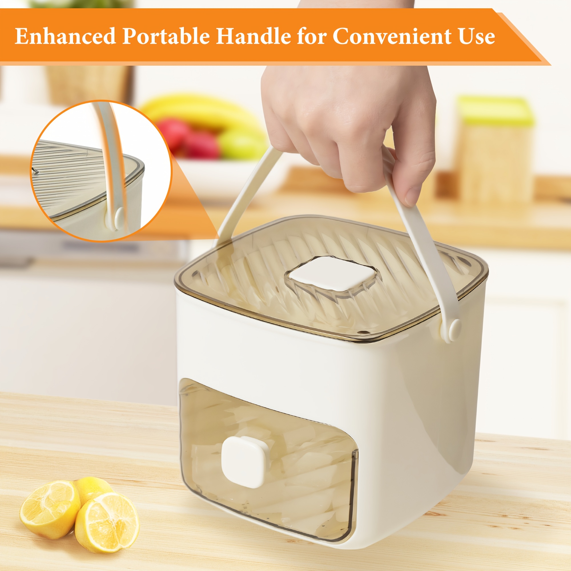 1pc manual ice maker 48 cube capacity no electricity required double layer pressure mold with food grade plastic tray transparent lid portable for camping parties kitchen use   ice tongs storage bin portable ice maker   modern kitchenware nonscratch surface details 3