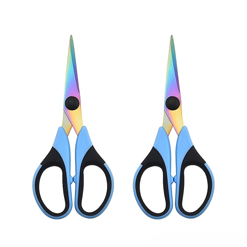 TEMU 2pcs,titanium Scissors, Professional Stainless Steel Grip, All-purpose, Straight Office Craft Scissors For Diy