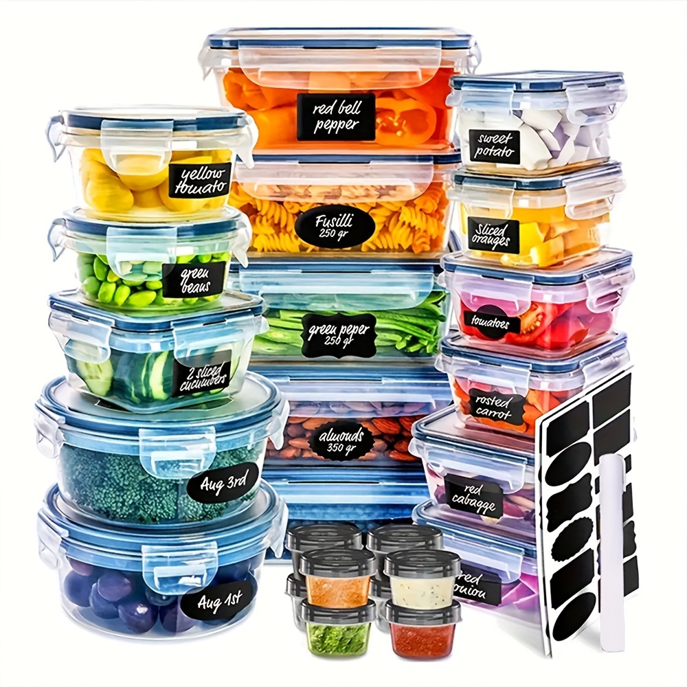 TEMU 24pcs Airtight Food Storage Container Set With Lids - Leak-proof, Bpa-free Plastic, Microwave Safe For Meal Prep & Kitchen Organization