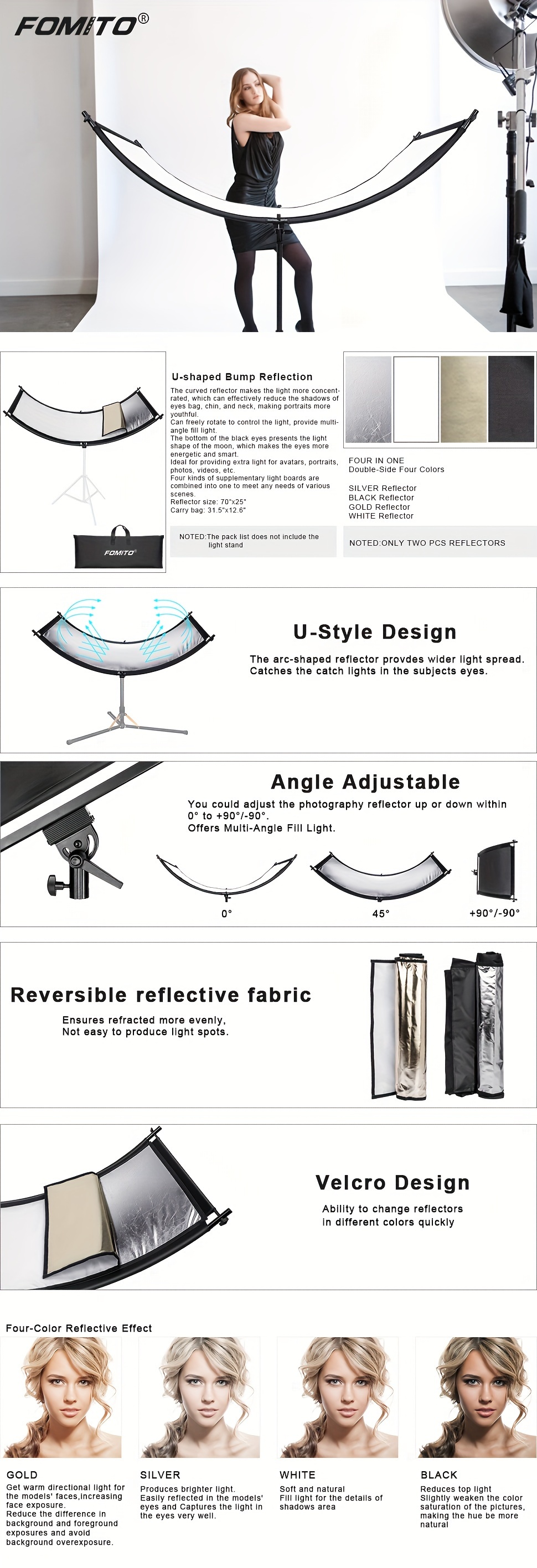Shoot Natural Light Reflector 70x25 Inch 178x65cm Photography