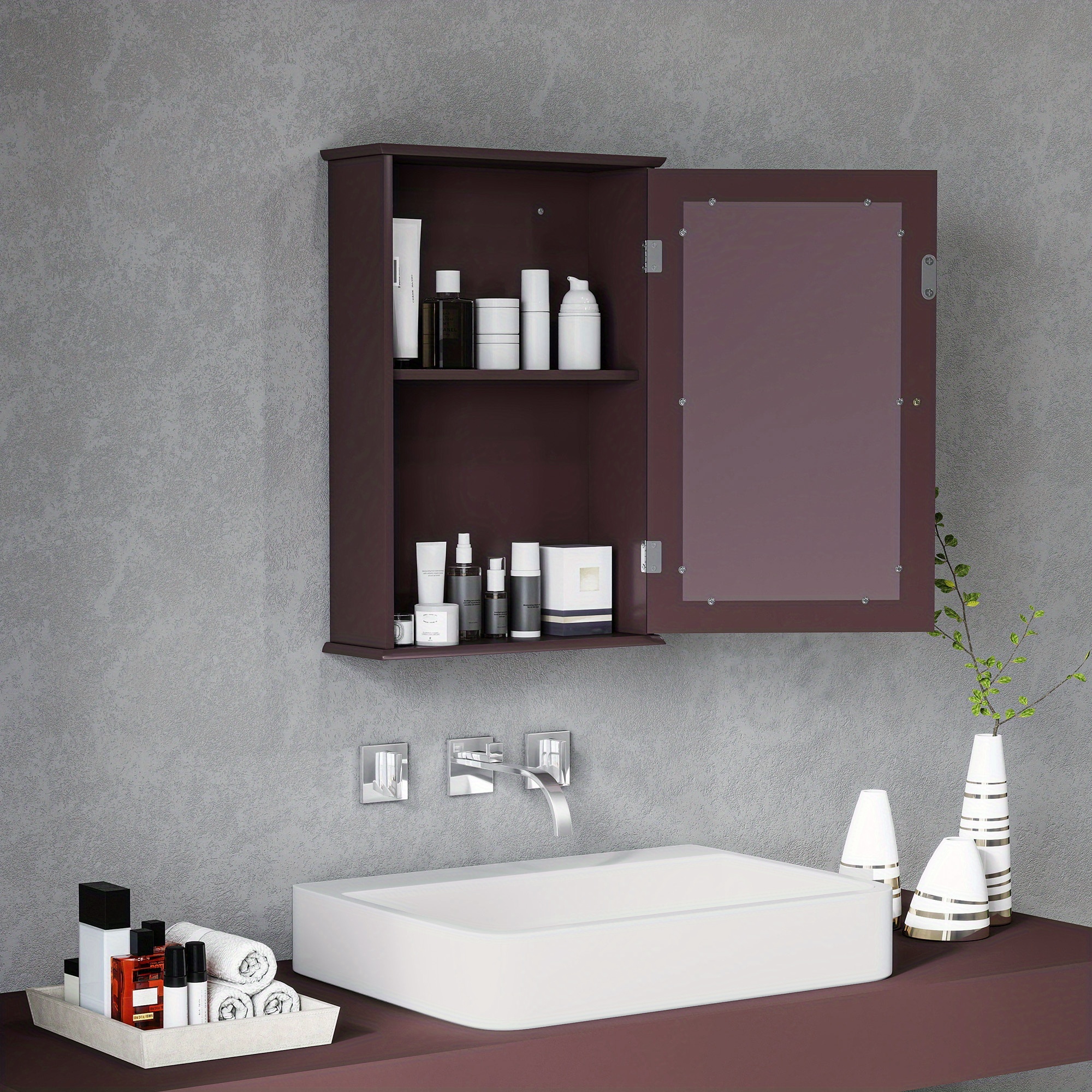 TEMU de de salle de bain moderne Kleankin - de médicaments murale avec étagères, organisateur de rangement de salle de bain encombrant, pas besoin