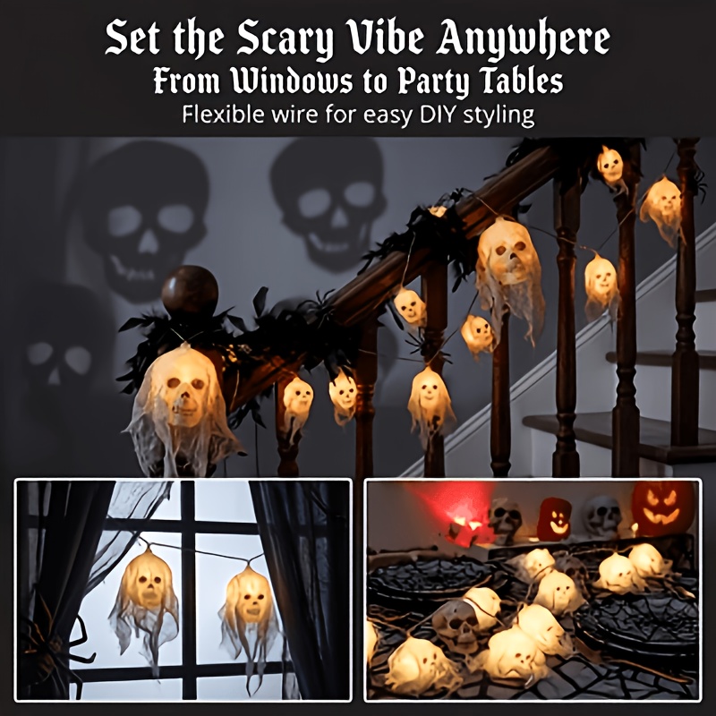 Halloween 10LED Skull Smart String Lights with 8 Lighting Modes