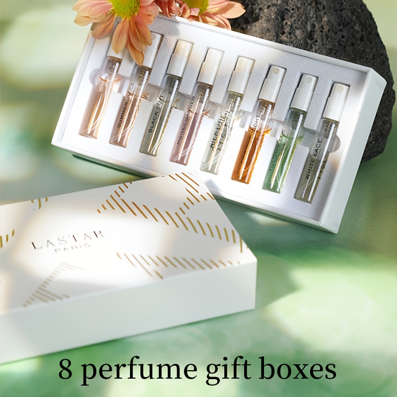 LASTAR Perfume Gift Box with 8 Pockets of 0.81 oz Each, Woody, Fruity, Floral Scents for Women, Travel and Everyday Use
