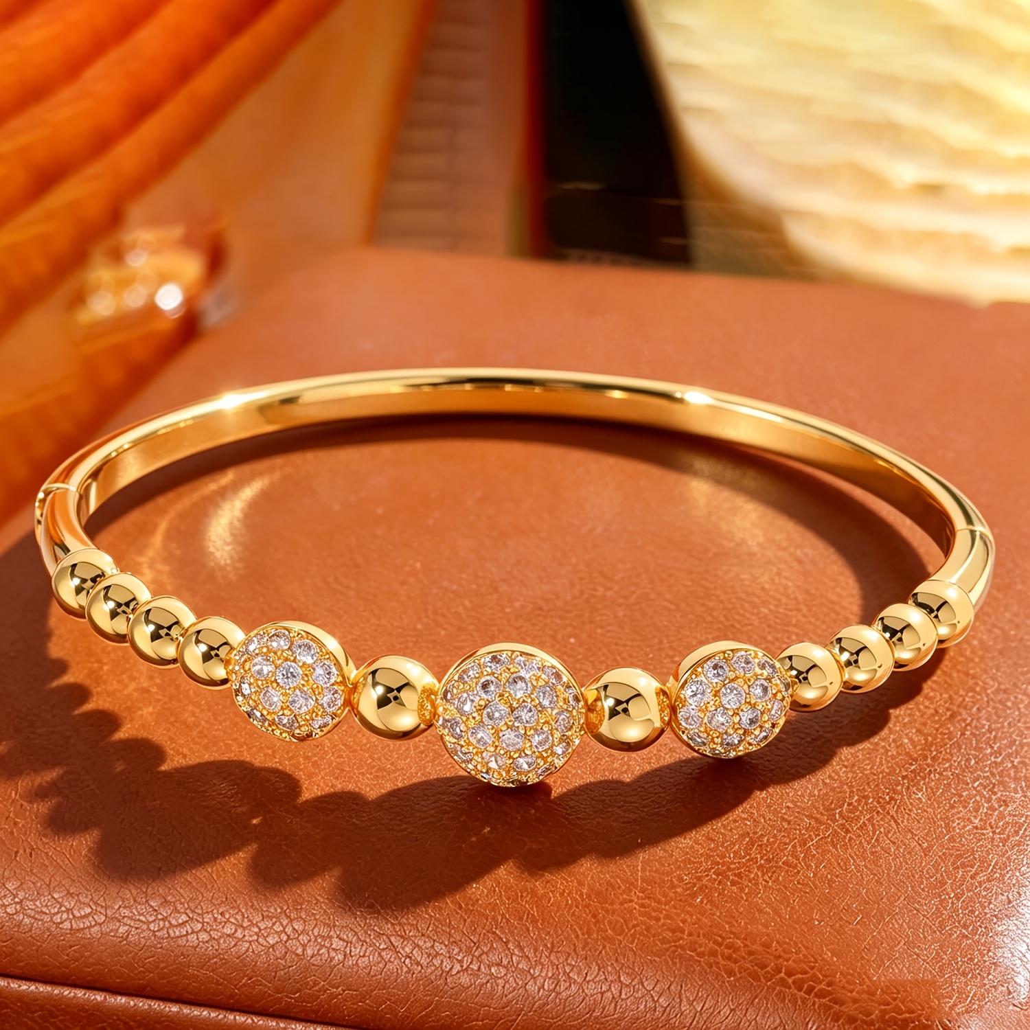 5pcs Ice Cold 18K Golden Plated Sparkling Bangle Jewelry Set