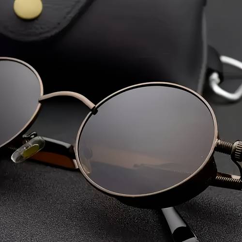 item picture 1pc Retro Punk Fashion Glasses - Durable Metal Frame Decorative Lenses Suitable for Parties And Daily Casual Photo Wearing
