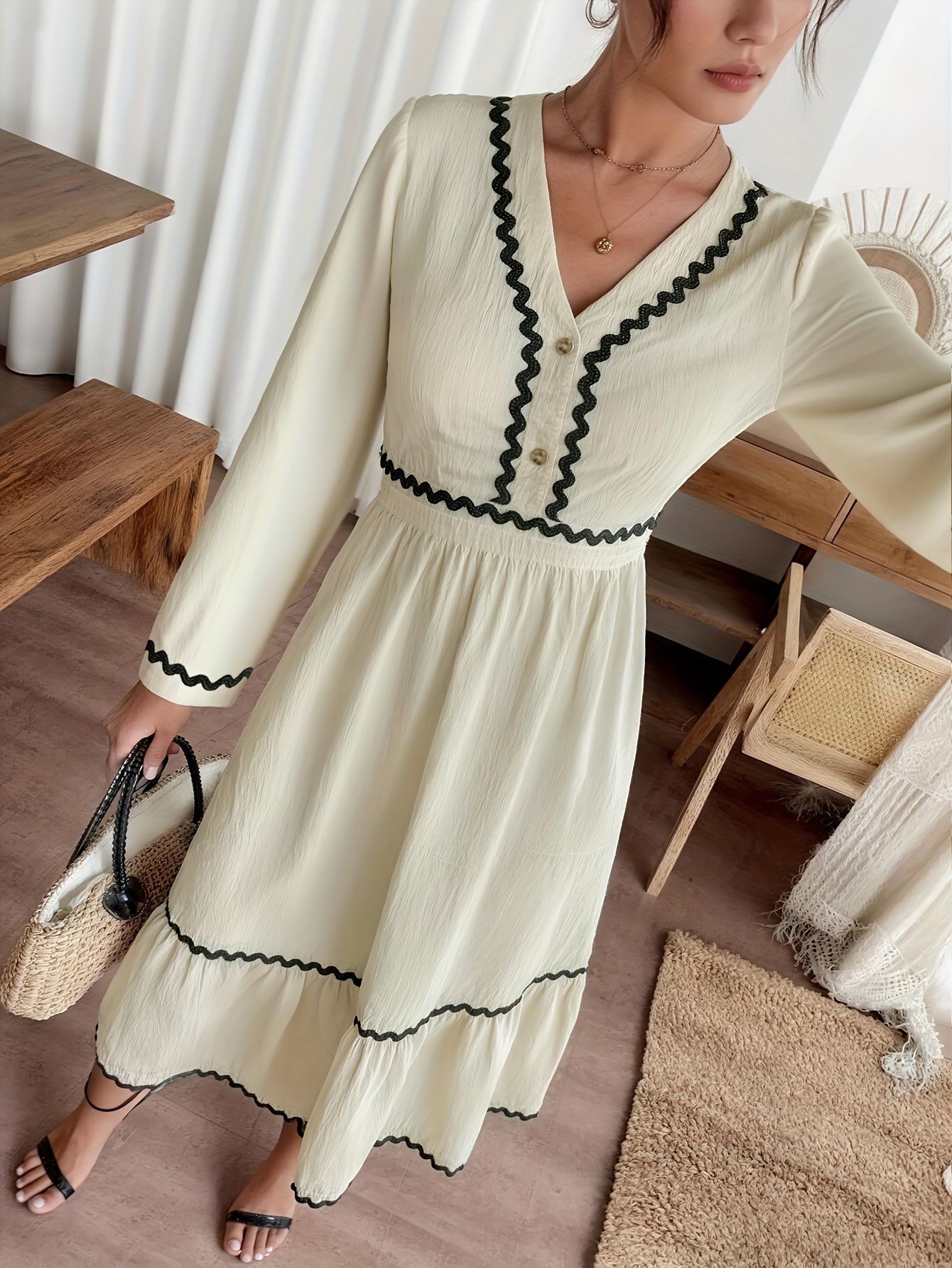 womens long sleeve button front half casual midi