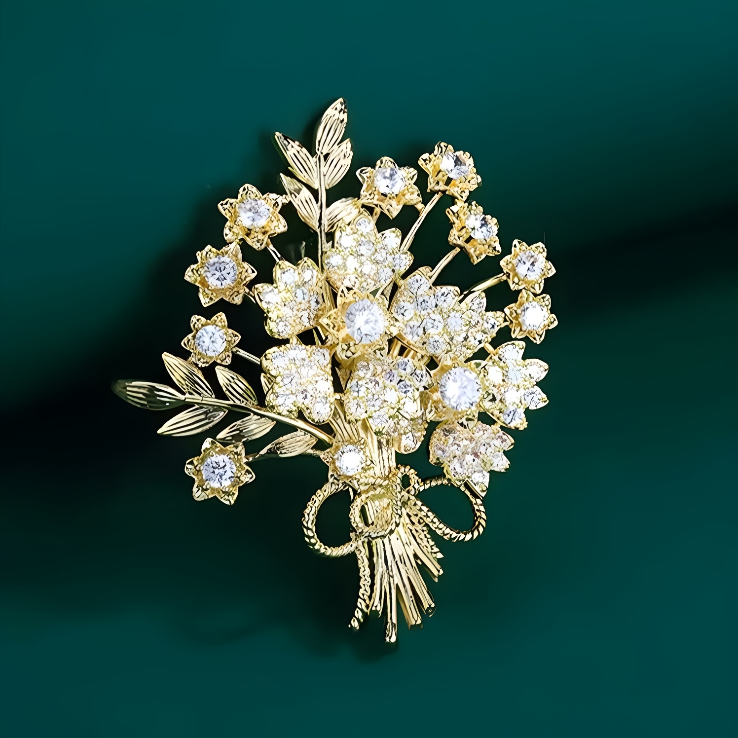 TEMU Broche de lujo dorado floral con diseño de árbol para traje y abrigo de mujer, accesorio de moda
