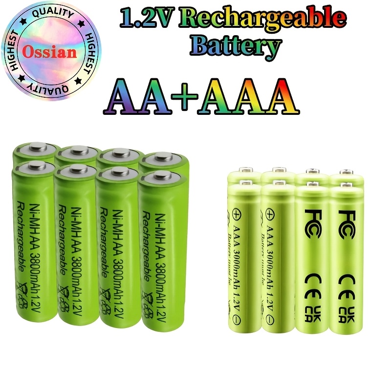 E-shop 8 AA + 8 AAA 3000mAh wiederaufladbare NiMH-Akkus (1,2V) für tragbare Lautsprecher, Radios, Notleuchten, Haushaltselektronik, Bürogeräte –