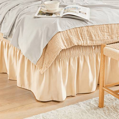 NICELEAF Elastic Bed Ruffle, Easy Wrap Around Ruffle, Microfiber Bed Skirt With Adjustable Elastic Belt 15 Inch Tailored Drop, Hotel Quality Bedskirt, Fade Resistant, Easy Fit, Machine Washable