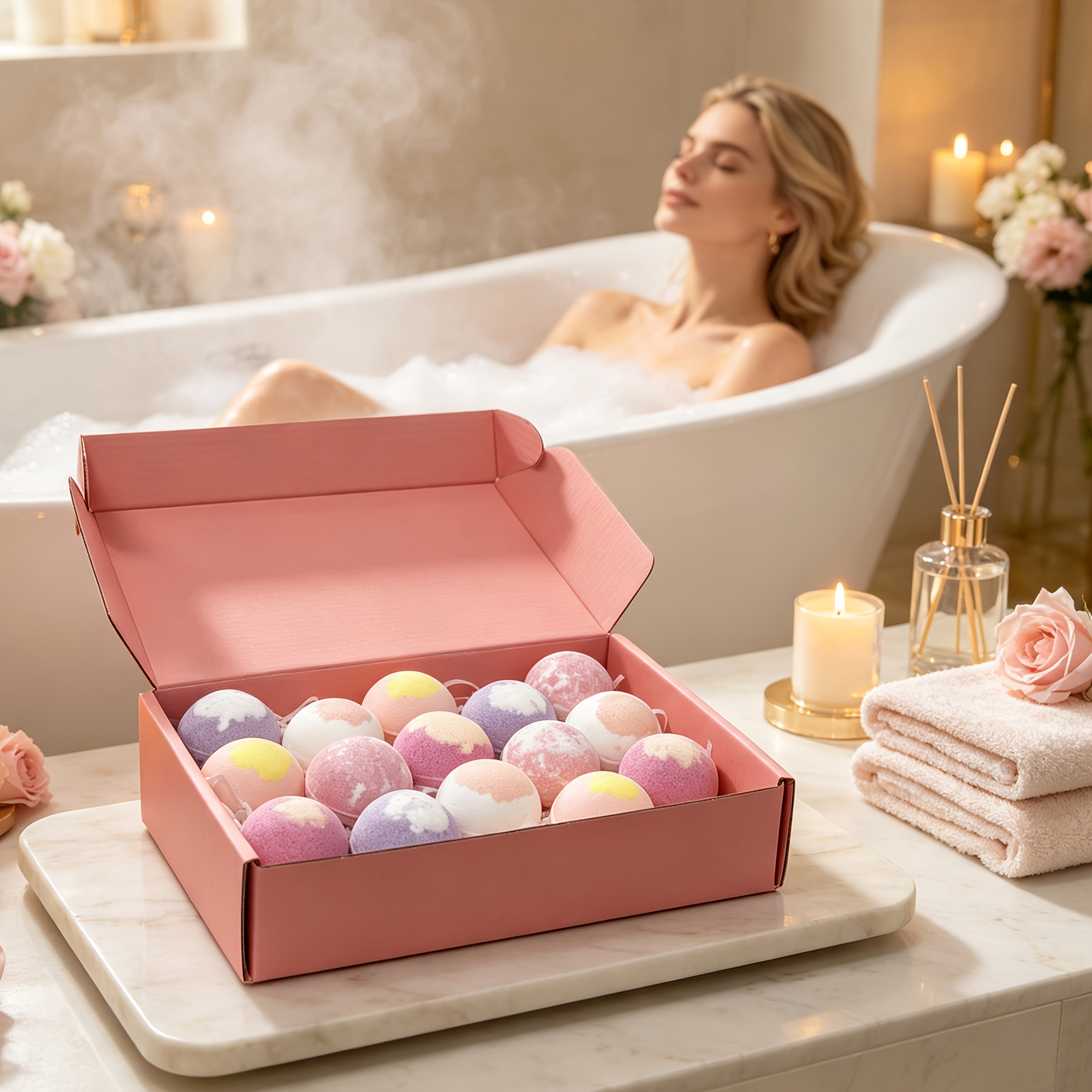 15pcs Floral Scented Bath Bomb Gift Box for Spa Experience