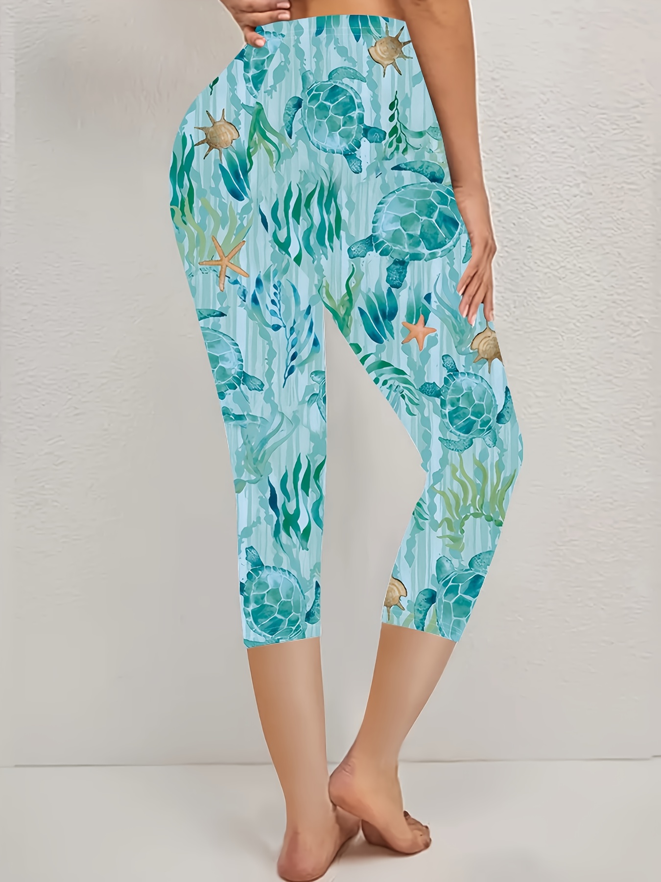 2502 hawaiian turtle print vacation casual leggings 2