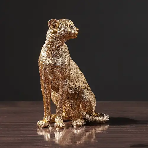 Vintage Leopard Brass Ornament Creative Desk Decoration Pure