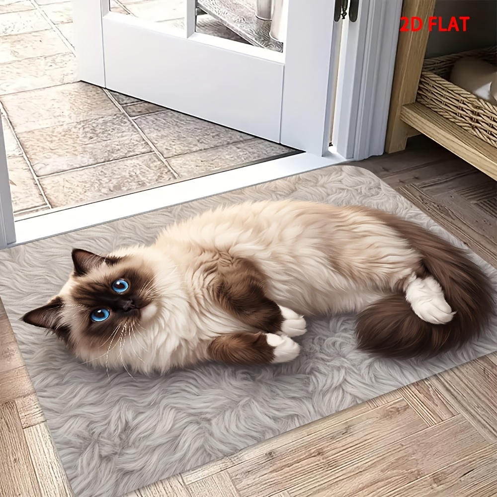 TEMU 2d Flat 1pc Ragdoll Cat Mat For Home Door Mat Bedroom Entrance Non-slip Foot Pad Home Entrance Carpet Suitable For Door Decoration, Living Room,