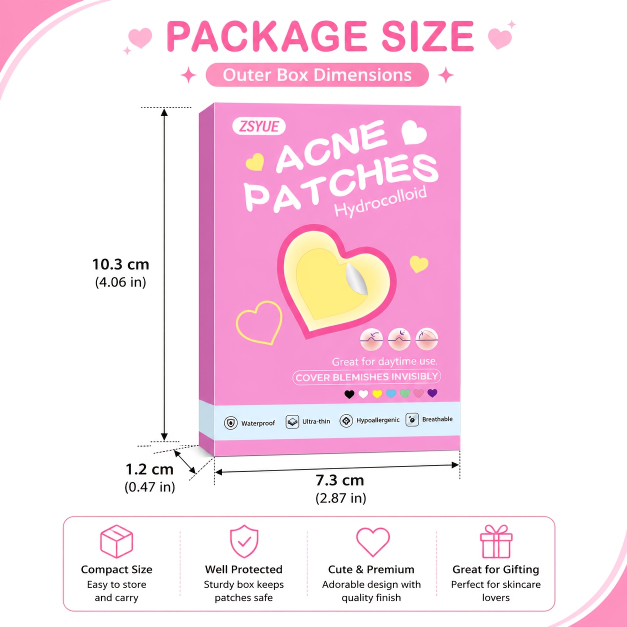 1260pcs Heart-Shaped Hydrocolloid Patches for Face Care