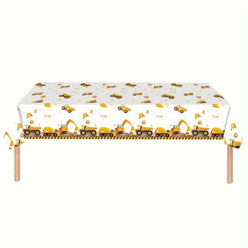 excavator birthday party tablecloth wedding decorations summer decoration garden decor for outside outdoor decor 1pc construction themed decorative table cover for weddings showers plastic best for christmas