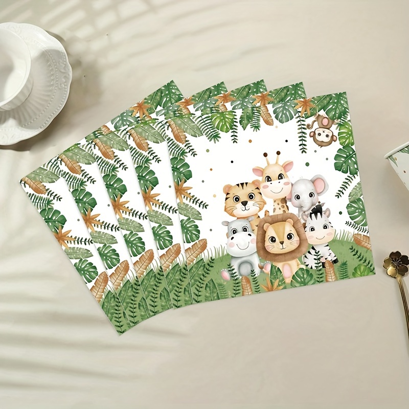 

24pcs/48pcs Jungle Wildlife Themed Party Napkins, Suitable For Birthday Parties, Holiday Parties And Other Table Decoration Supplies