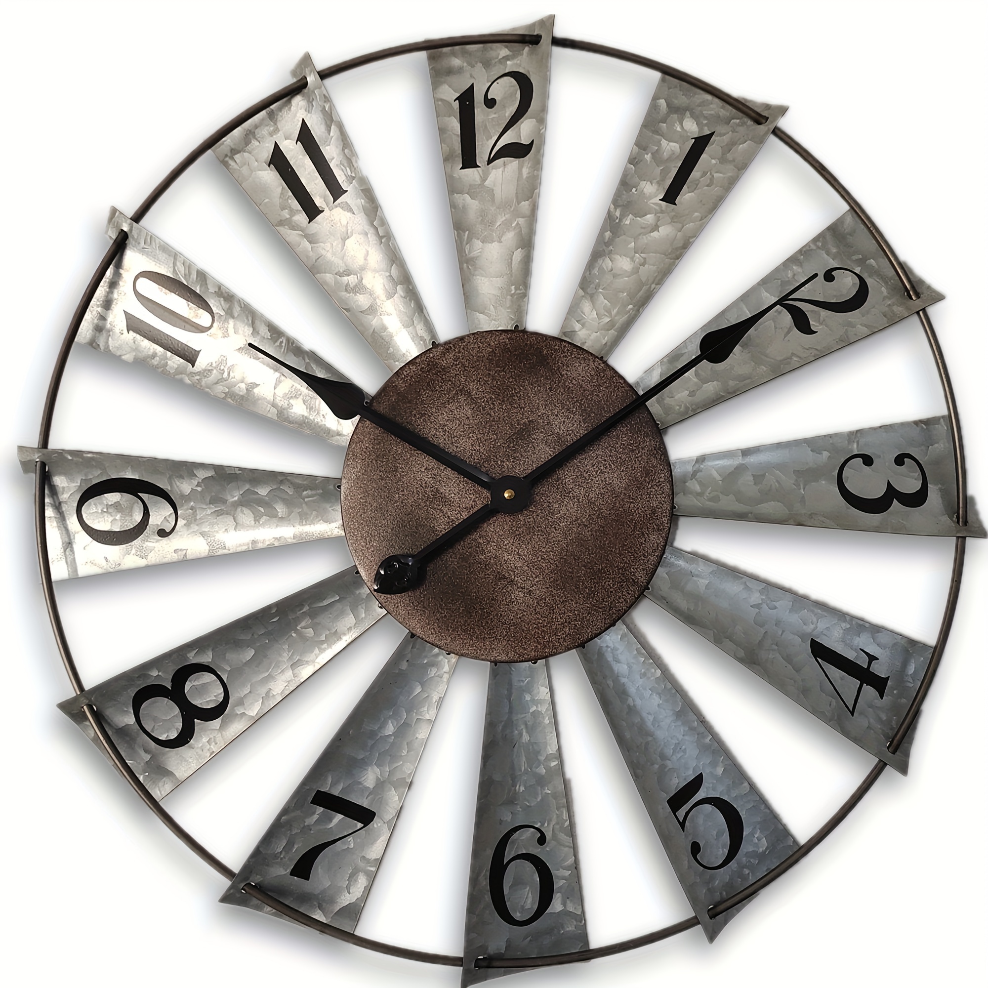 TEMU 24inch Distressed Metal Clocks Decorative Oversized Decor, Non Ticking, Battery Operated