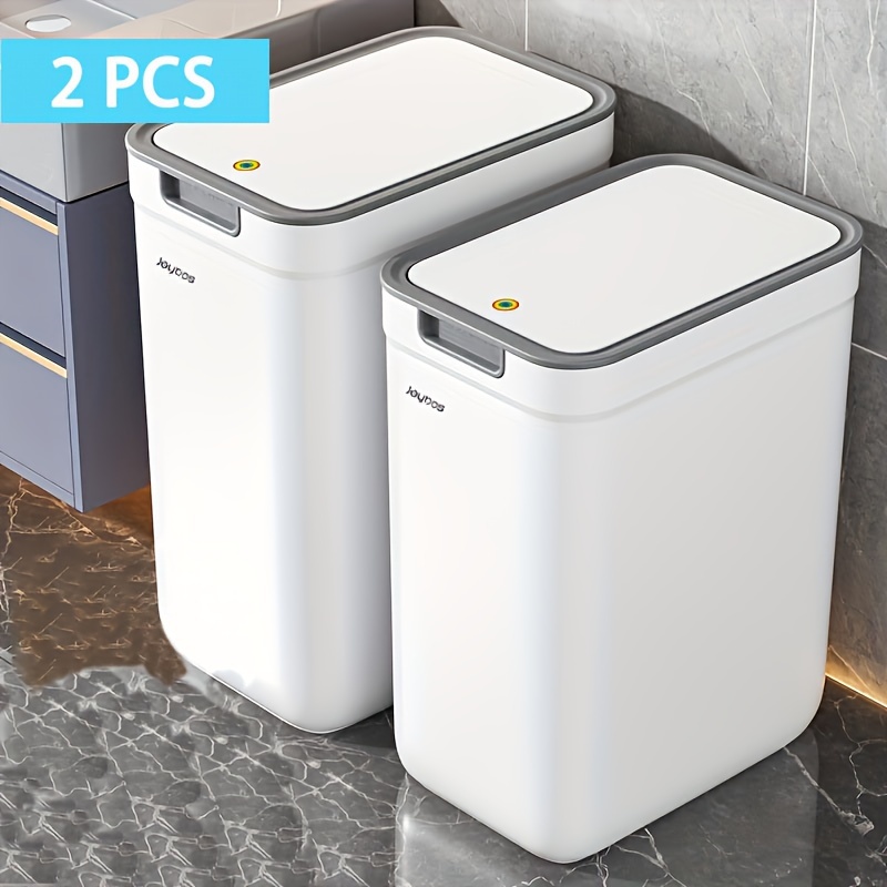 

2pcs Joybos Poubelles Étroites Blanches Élégantes avec Couvercles Anti-Odeur, Grande , Faciles à Utiliser - Design Moderne pour des Déchets à & dans de Bain