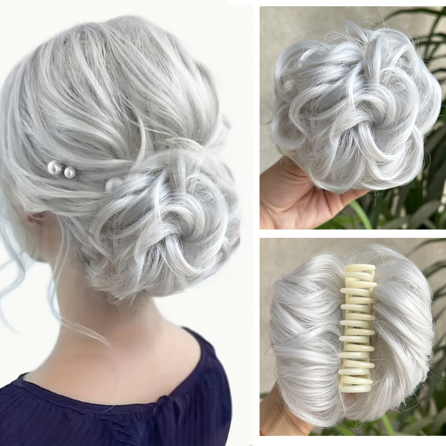 TEMU Merisihair Synthetic Wavy Curly Bun Hair Piece With Clip- Ponytail Extensions - Clip-in Curly Suitable For Hair Types, Volume & Length Enhancer
