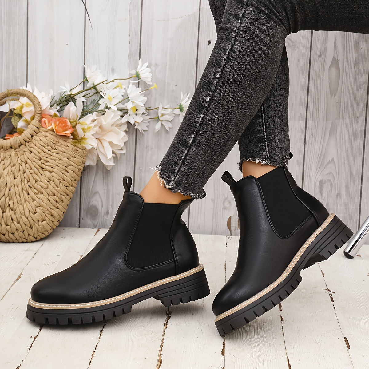 071 black pu british style versatile comfortable fashionable  display picture 3