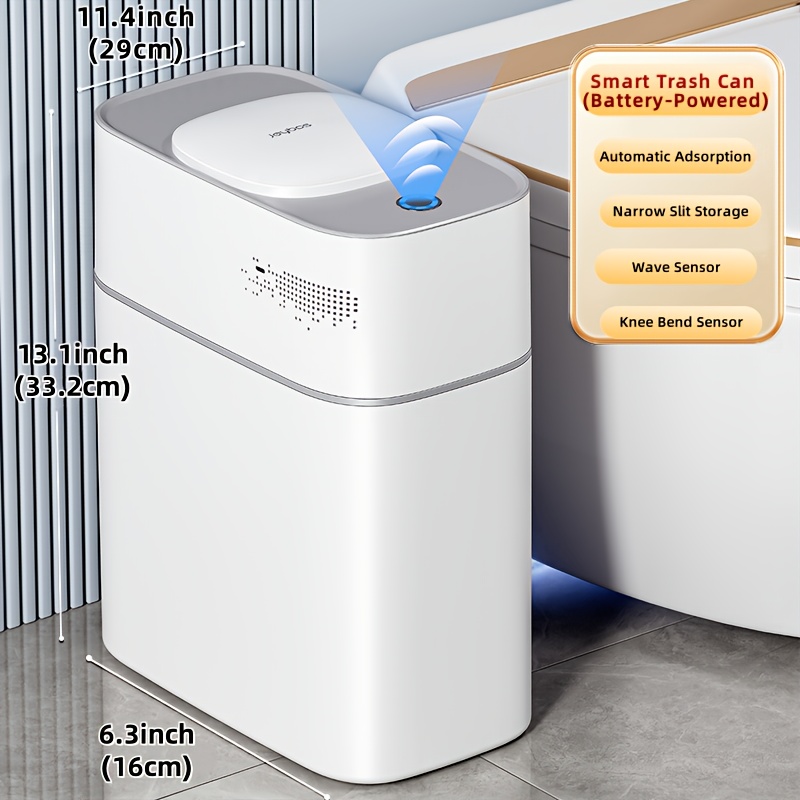 TEMU Smart 15l/4 Gallon Trash Bin With Sensor, Touchless For Home, Office, Kitchen, And Outdoor Use