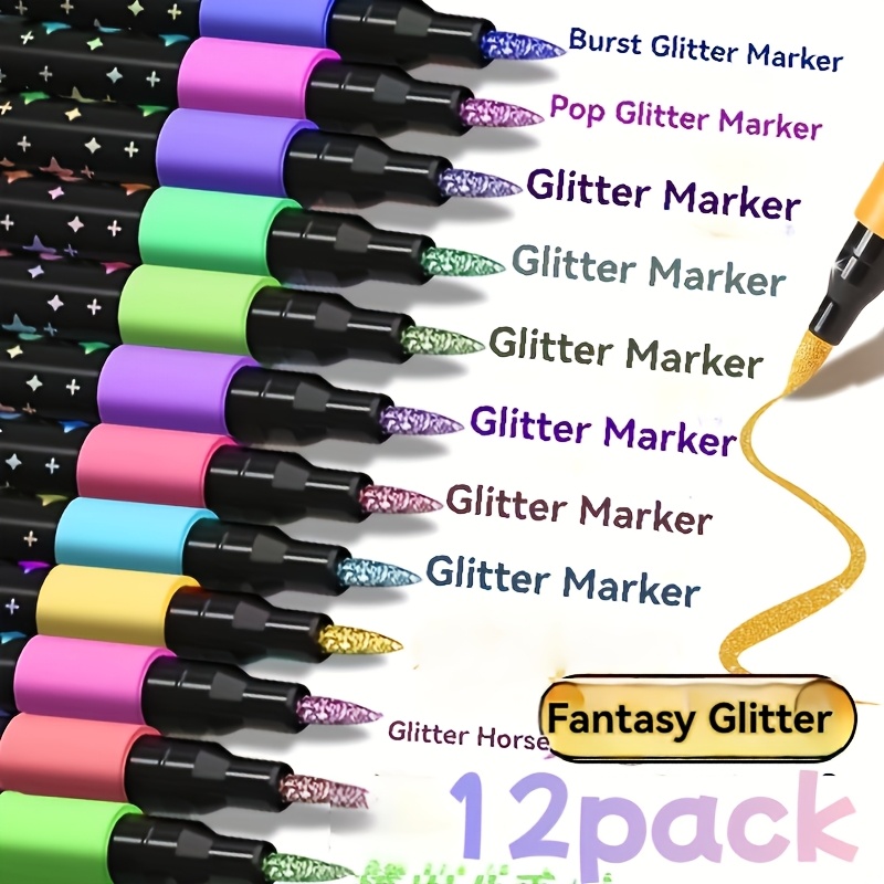 E-shop 48-farbiges Glitzer-Marker-Set, Glitzer-Marker mit wasserbasierter Tinte, Metallic-Glitzer-Marker, geeignet zum Kritzeln Schreiben,