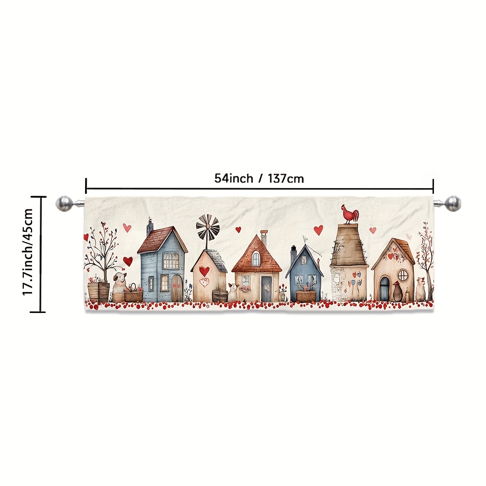 Image of 1pc Of Vintage Kitchen Curtains Made From Versatile Polyester Fabric (rod Not Included), Ideal For Decorating Your Kitchen, Cafe, Living Room, Or Bedroom