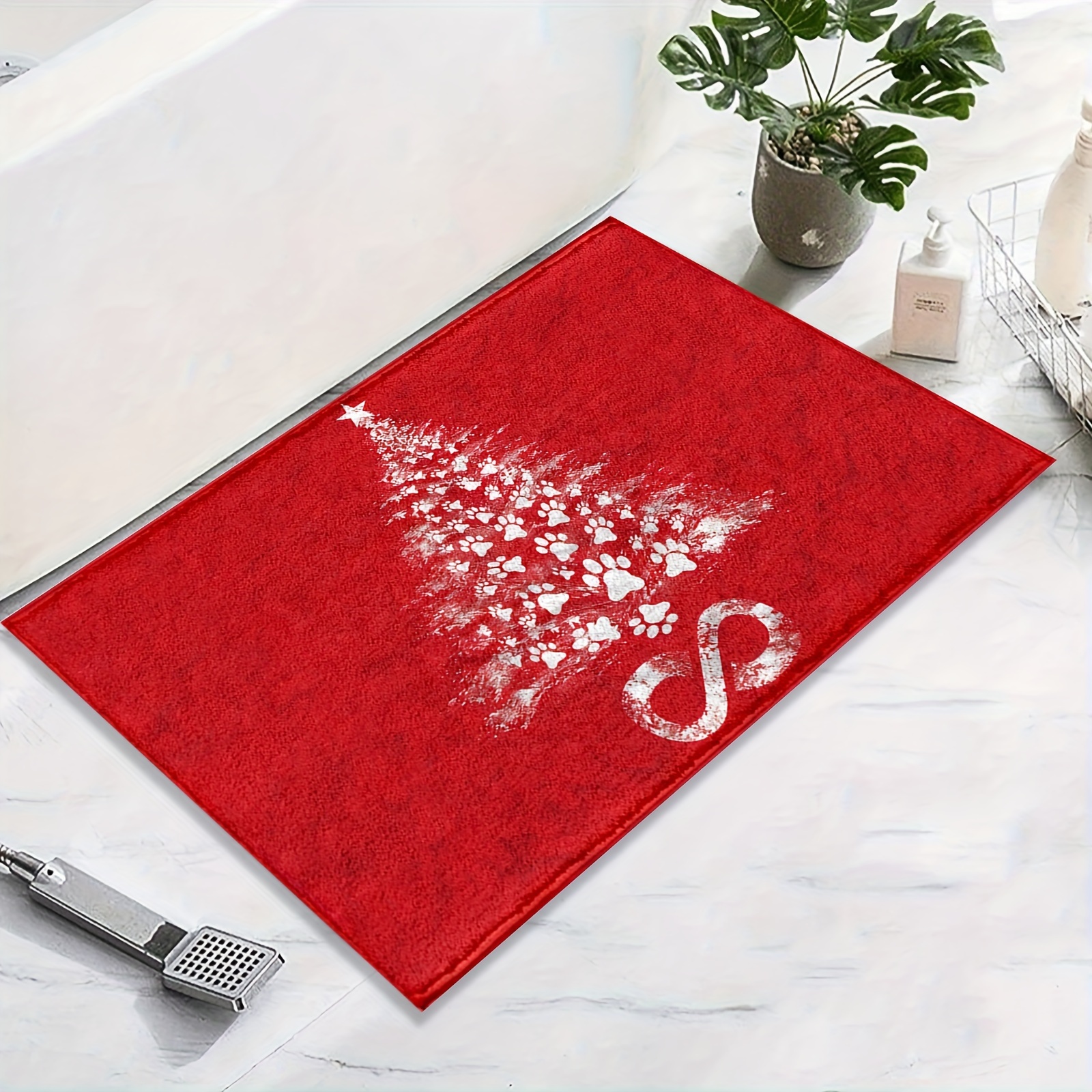 

Christmas Bath Mat - Red & , -dry , , For , Bathroom, - Decor, Fluffy Decor Decoration